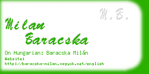 milan baracska business card